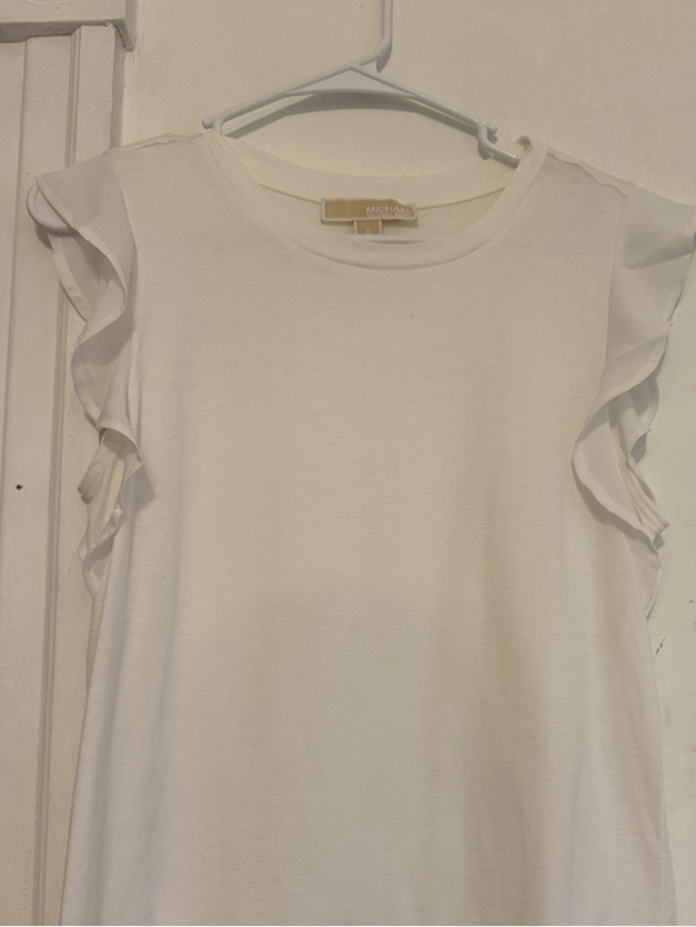 Michael Kors White Ruffle Sleeve Tank Top